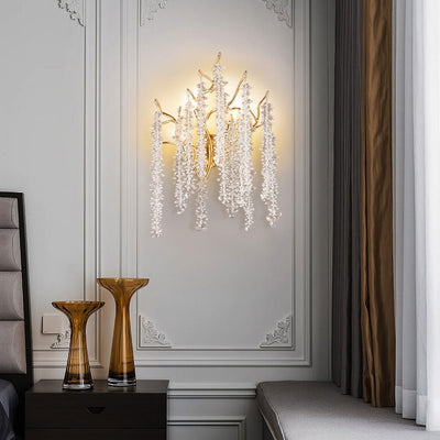 Modern Light Luxury Tree Branch Crystal 3-Light Wall Sconce Lamp