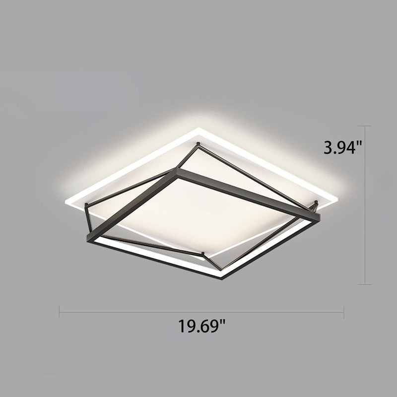 Modern Minimalist Geometric Square Iron Acrylic LED Flush Mount Ceiling Light