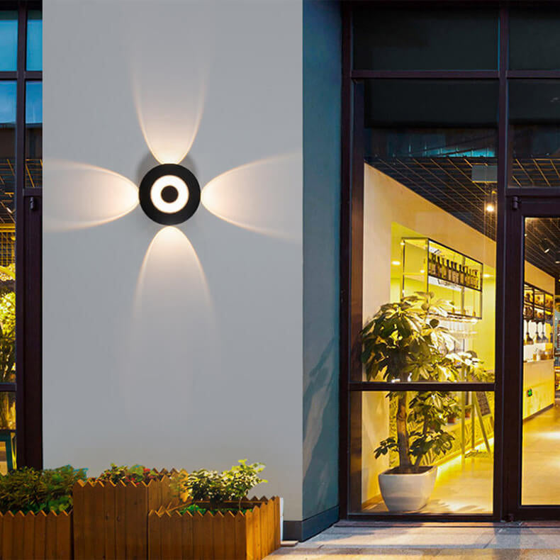 Modern Waterproof Disc Petal Effect LED Outdoor Decorative Wall Sconce Lamp