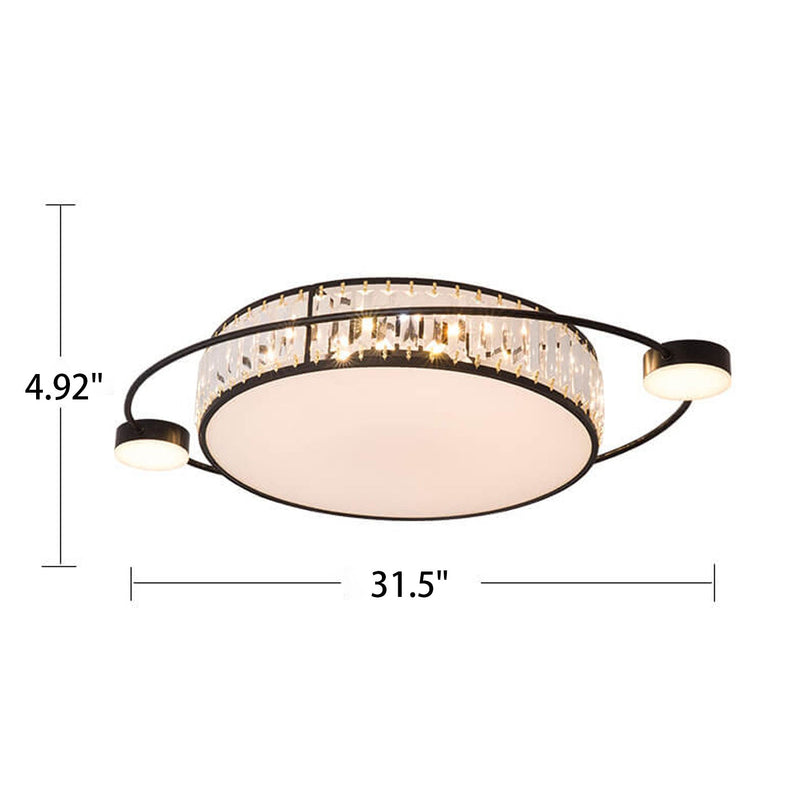 Plafonnier LED à montage encastré avec anneau rond en cristal de luxe nordique 