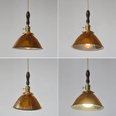 Modern Retro Solid Color Brass Glass Iron 1-Light Pendant Light