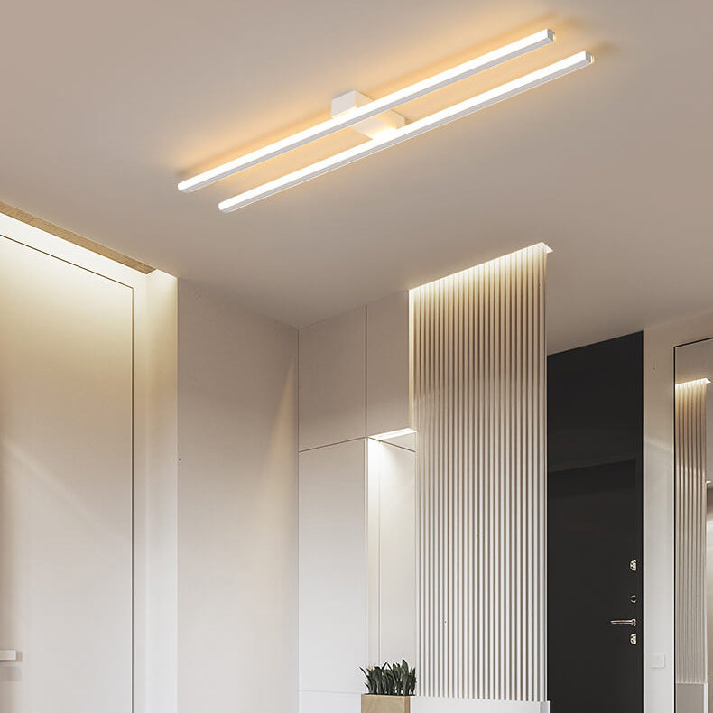 Plafonnier LED semi-encastré à double ligne droite géométrique minimaliste moderne pour couloir