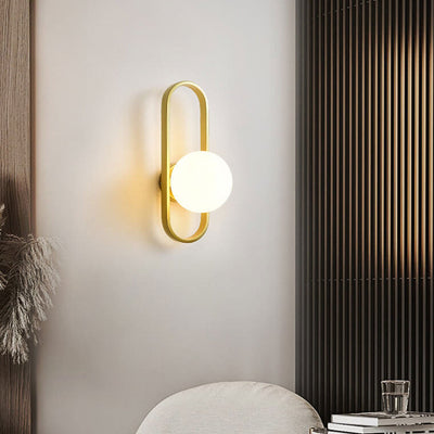 Modern Minimalist Oval Ring Iron Glass 1-Light Wall Sconce Lamp