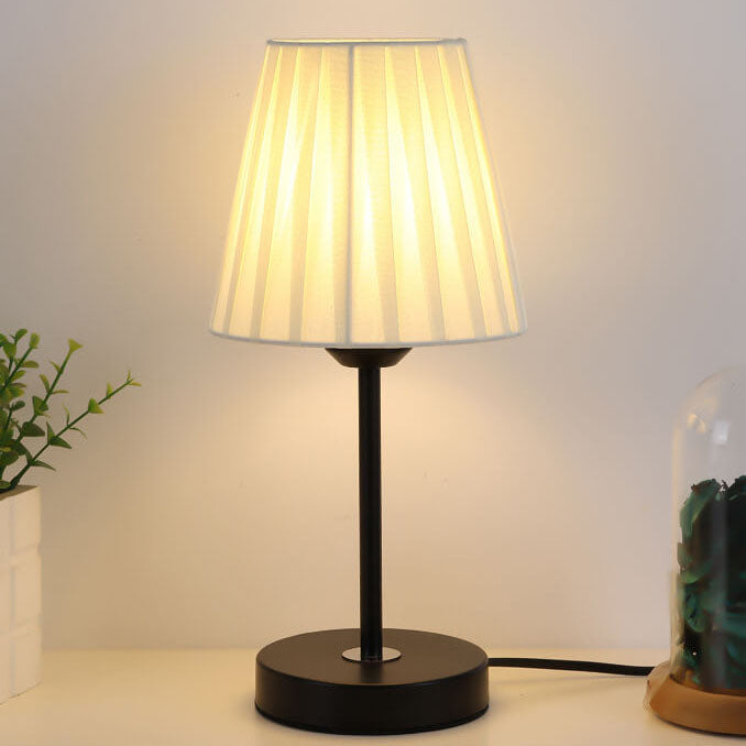 Modern Black White Pleated Metal Fabric 1-Light Table Lamp