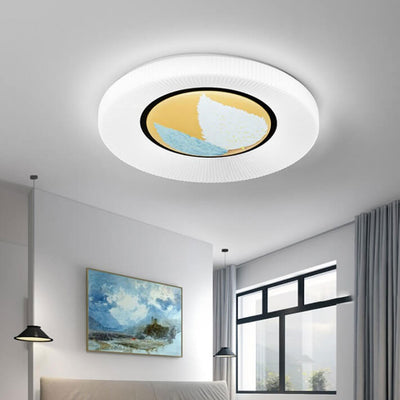 Modern Minimalist Round Painted Acrylic LED Flush Mount Ceiling Light