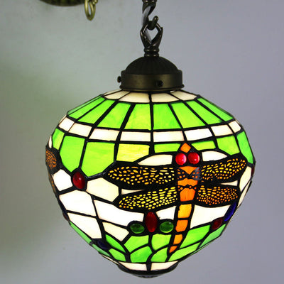 Vintage Tiffany Globe Stained Glass 1-Light Wall Sconce Lamp