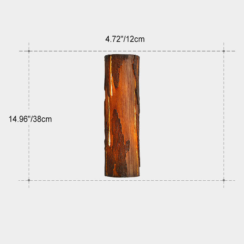 مصباح حائط LED بظل جذع صخري مقلد من الراتنج الإبداعي المعاصر لغرفة النوم 