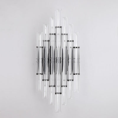 Modern Light Luxury Crystal Geometric Column Hardware Rechargeable 2-Light Wall Sconce Lamp