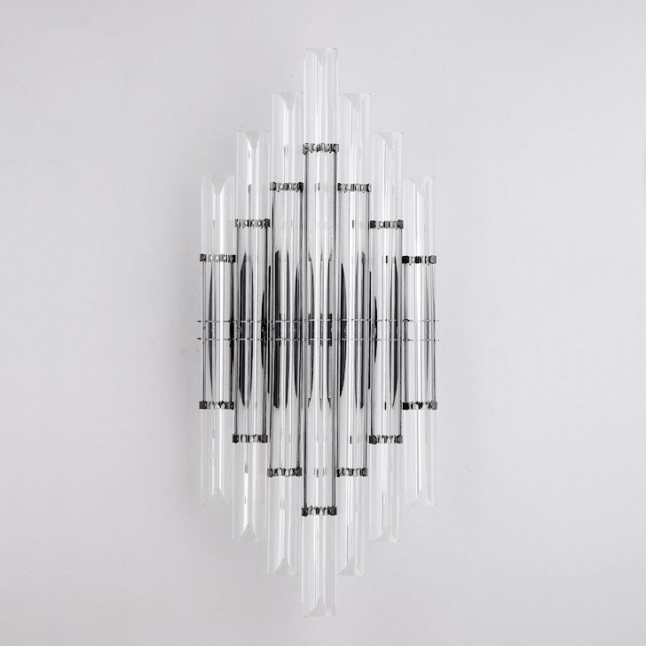 Modern Light Luxury Crystal Geometric Column Hardware Rechargeable 2-Light Wall Sconce Lamp