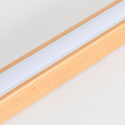 Modern Minimalist Wood Acrylic Long Strip LED Flush Mount Ceiling Light For Living Room