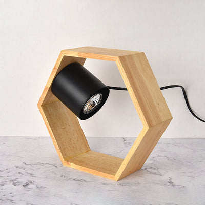 Nordic Minimalist Wood Hexagonal 1-Light Melting Wax Table Lamp