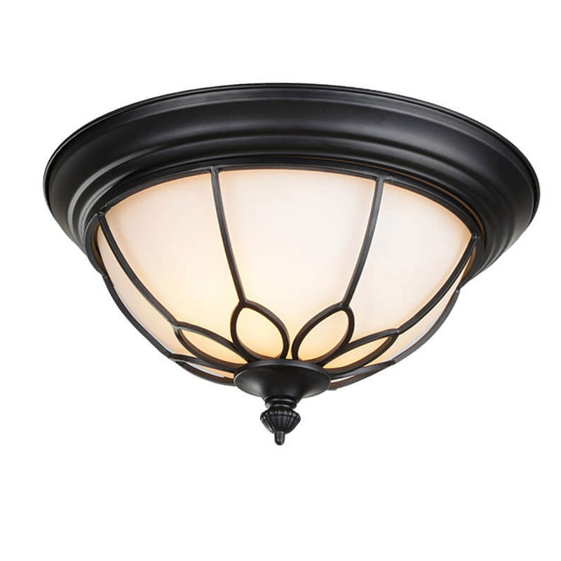 Vintage American Iron Frosted Glass Bowl LED Flush Mount Ceiling Light