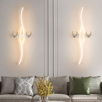 Nordic Light Luxury Strip Curve Antler LED Wall Sconce Lamp