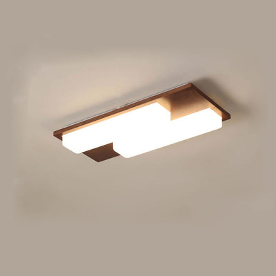 Plafonnier LED rectangulaire en acrylique, créatif et nordique, en noyer, à encastrer 