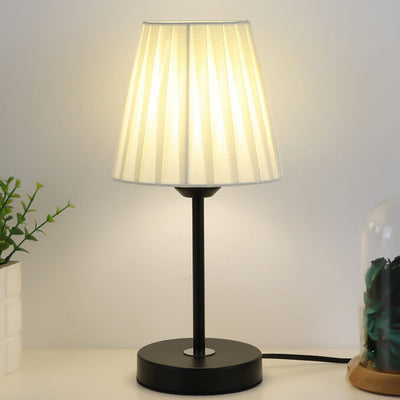 Modern Black White Pleated Metal Fabric 1-Light Table Lamp