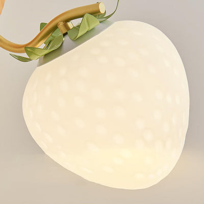 Contemporary Scandinavian Strawberry Pumpkin Rubberwood Glass 1-Light Wall Sconce Lamp For Bedroom