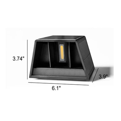 Modern Pure Black Geometric Plastic Solar LED Outdoor Waterproof Garden Wall Light