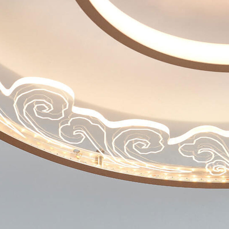 New Chinese Wrought Iron Acrylic Round Square LED Flush Mount Ceiling Light
