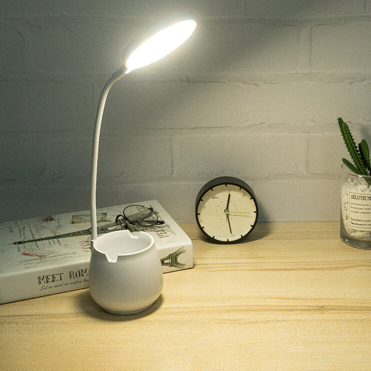 Modern Pure White Multifunctional USB Rechargeable LED Eye Care Table Lamp