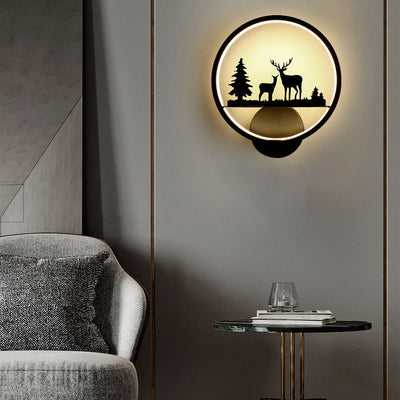 Lampe murale LED en acrylique et Silicone rond en forme d'élan créatif de style européen 