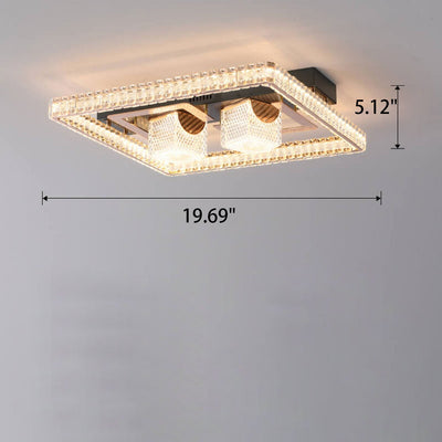 Modern Luxury Square Crystal Acrylic LED Flush Mount Ceiling Light