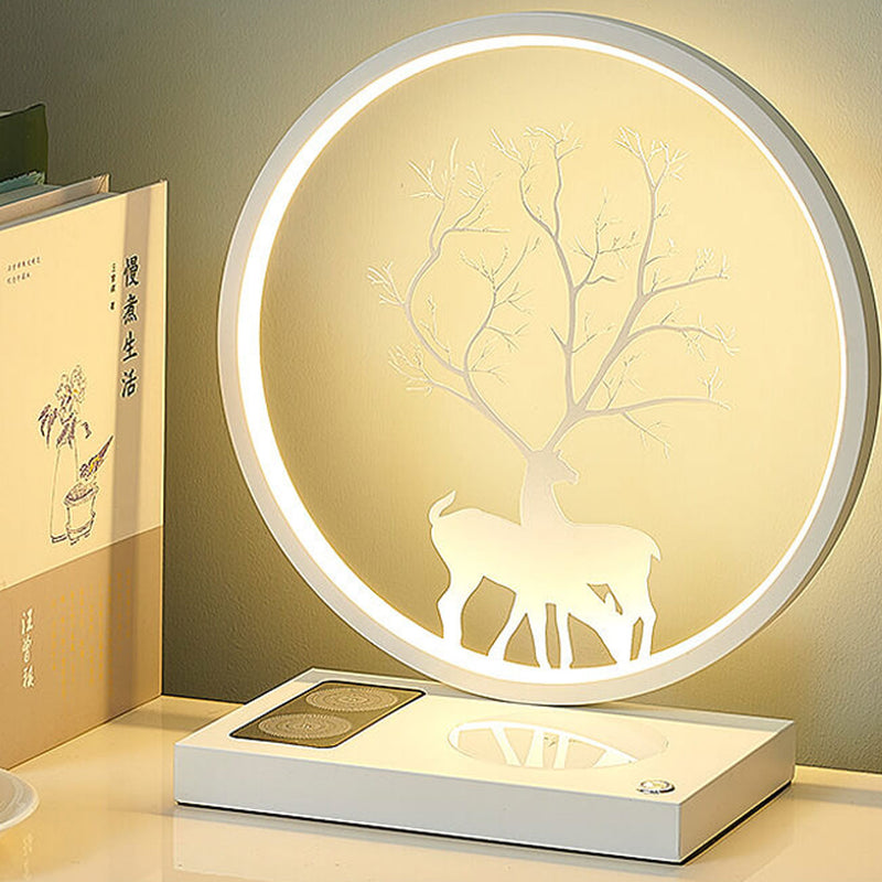 Creative Round Deer Design LED Wireless Charging Touch Dekorative Tischlampe