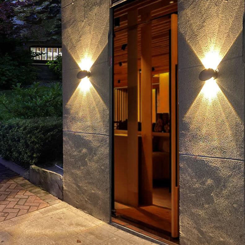 Modern Round Tempered Glass Waterproof Solar LED Outdoor Garden Wall Sconce Lamp