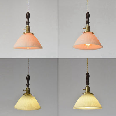 Modern Retro Solid Color Brass Glass Iron 1-Light Pendant Light