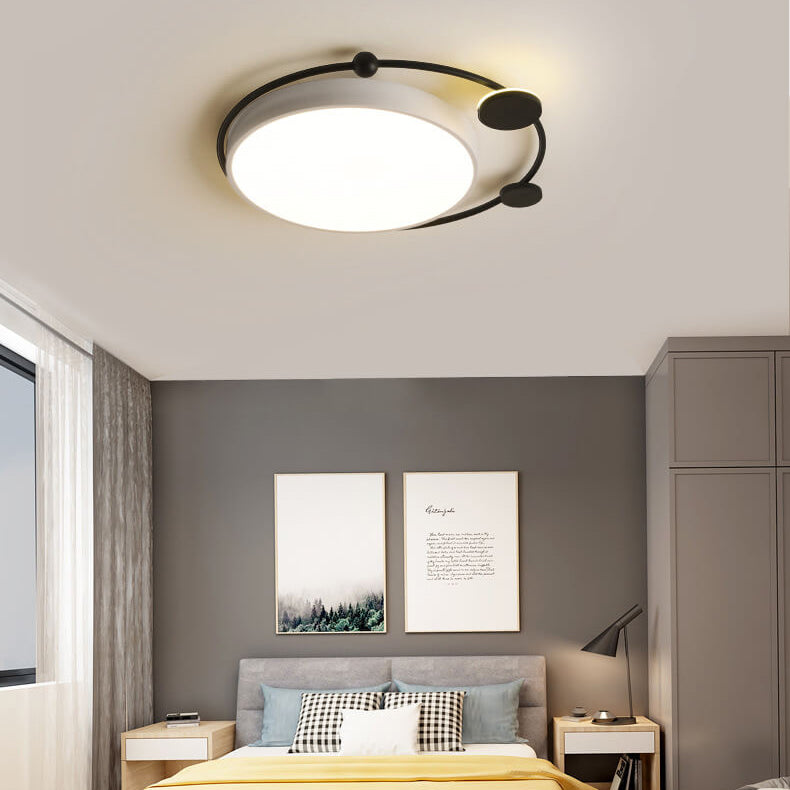 Modern Luxury Iron Circle Ring Acrylic Shade LED Flush Mount Ceiling Light For Living Room