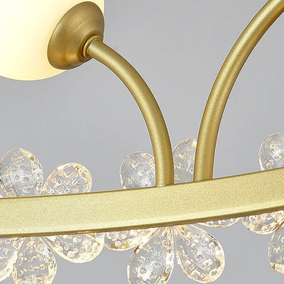 Modern Luxury Gold Finish Frame Crystal Flower Edging 6/8/10-Light Chandelier For Living Room