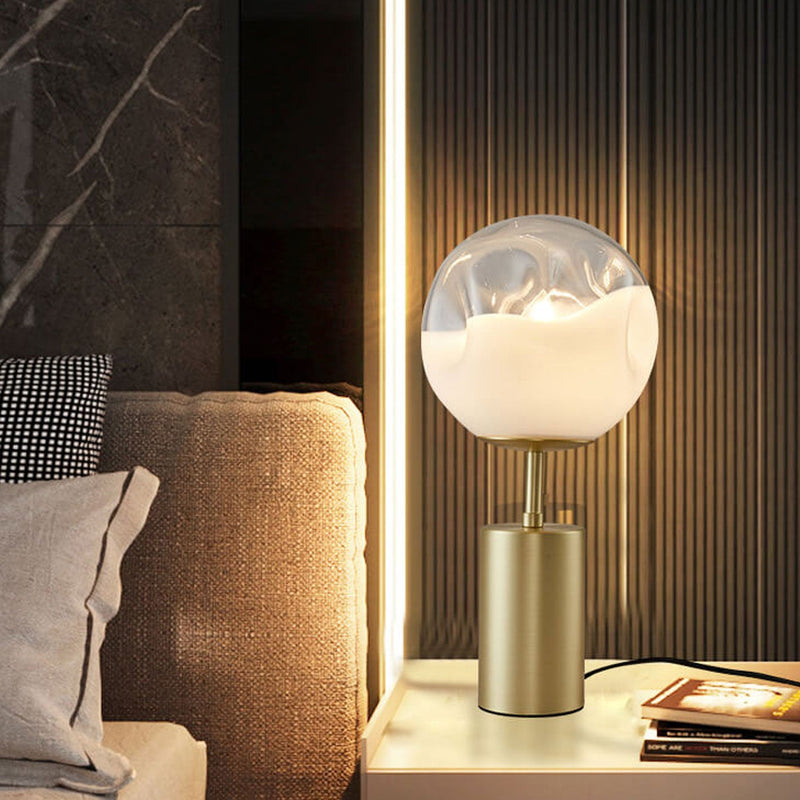 Moderne, minimalistische, kreative, konvexe Glaskugel-Lampenschirm, 1-flammige Tischlampe 