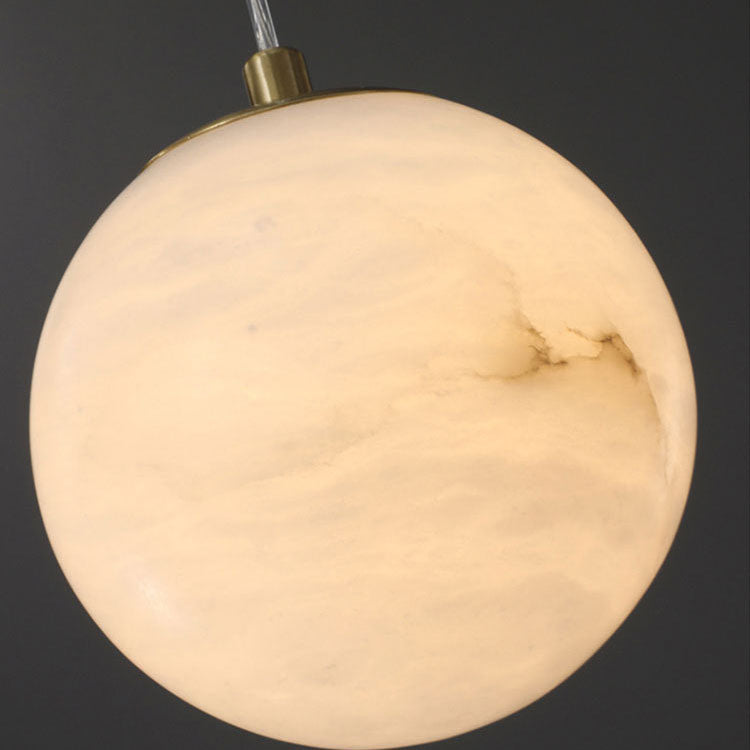 Modern Luxury Geometric Cube Marble Shade Brass 1-Light Pendant Light For Living Room