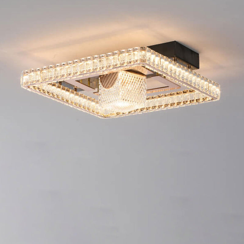 Modern Luxury Square Crystal Acrylic LED Flush Mount Ceiling Light