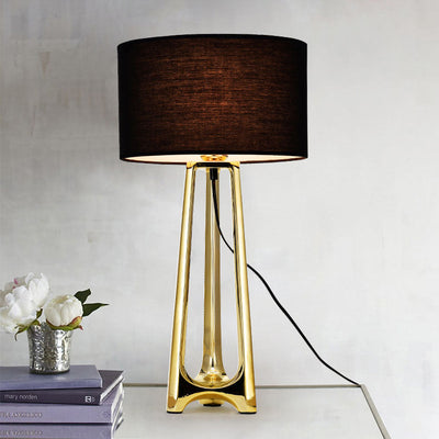 Modern Transitional Fabric Shade Resin Base 1-Light Table Lamp For Bedroom