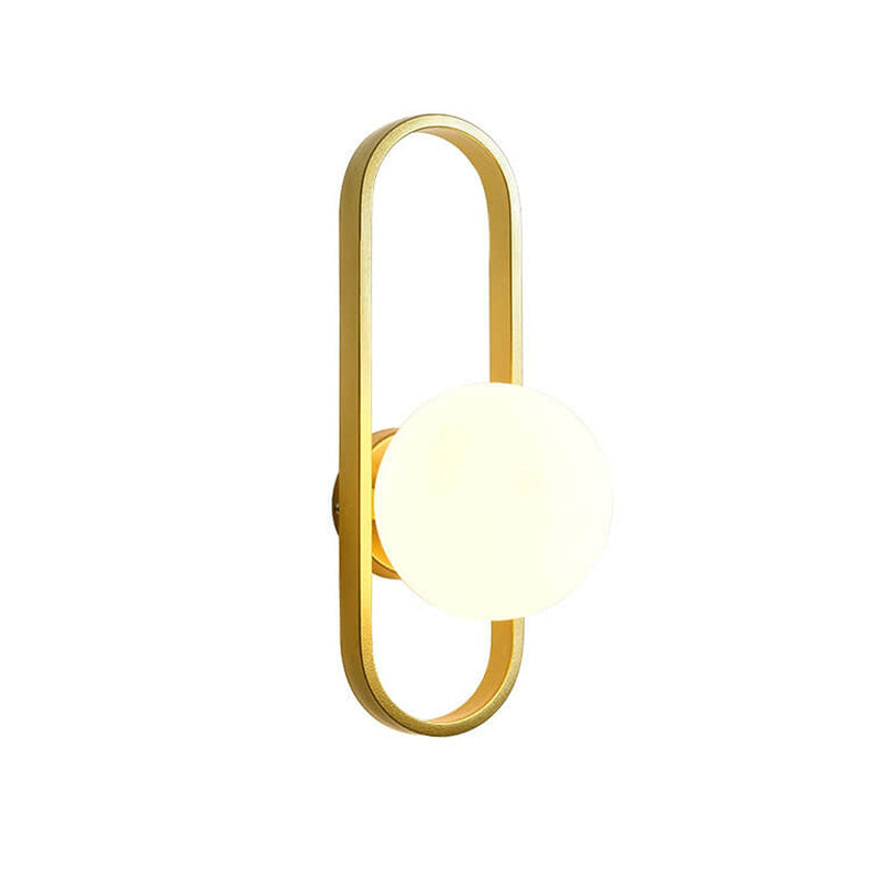 Modern Minimalist Oval Ring Iron Glass 1-Light Wall Sconce Lamp