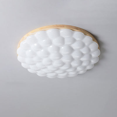 Modern Creative Rubberwood Round LED Flush Mount Lighting