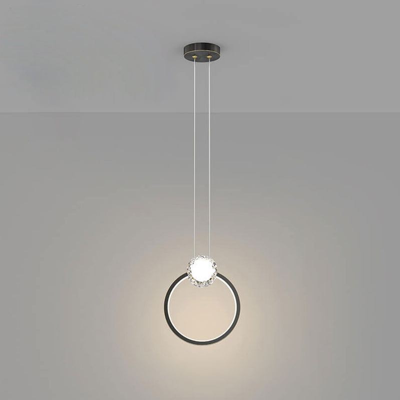 Moderne, minimalistische, luxuriöse LED-Pendelleuchte mit Kristallring aus Kupfer 