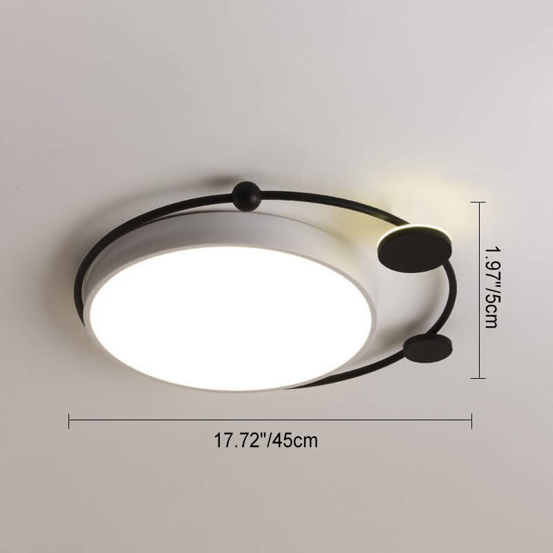 Modern Luxury Iron Circle Ring Acrylic Shade LED Flush Mount Ceiling Light For Living Room