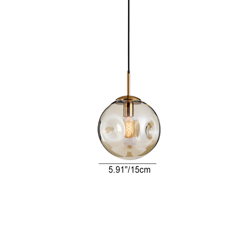 Contemporary Scandinavian Irregular Orb Hardware Glass 1-Light Pendant Light For Living Room