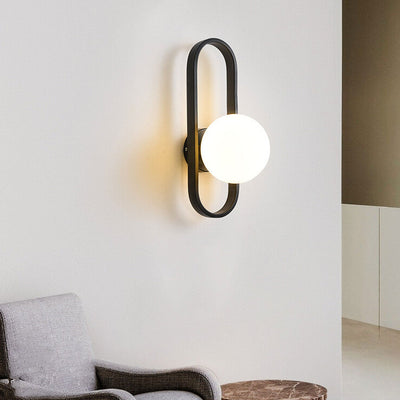 Modern Minimalist Oval Ring Iron Glass 1-Light Wall Sconce Lamp