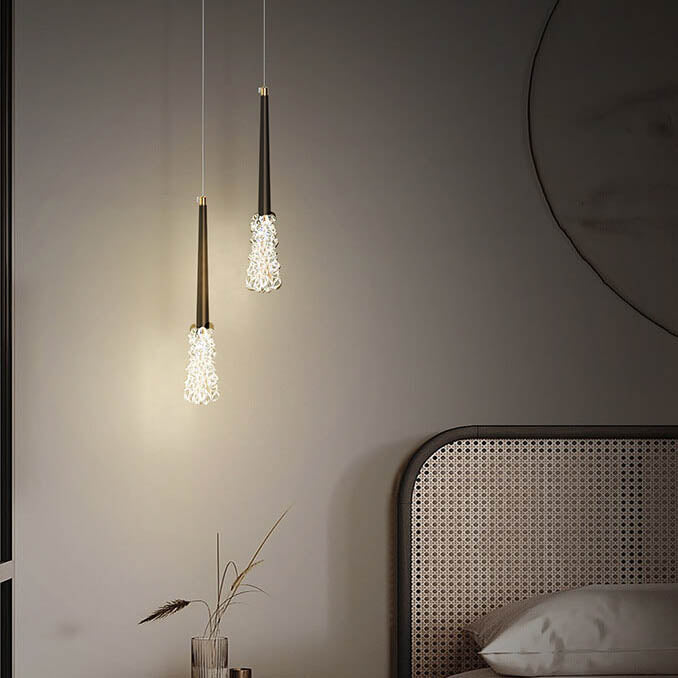 Lustre suspendu moderne en cuivre avec verre transparent conique 1/2 lumière 