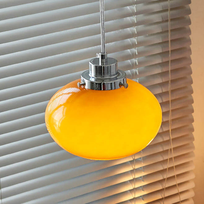 Nordic Yellow Glass Dome 1-Light Pendant Light