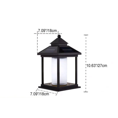 Modern Minimalist Solar Spire Quadrangle Aluminum Acrylic LED Post Head Light For Outdoor Patio