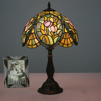 Tiffany Rustikale Buntglas-Tischlampe mit 1 Leuchte 