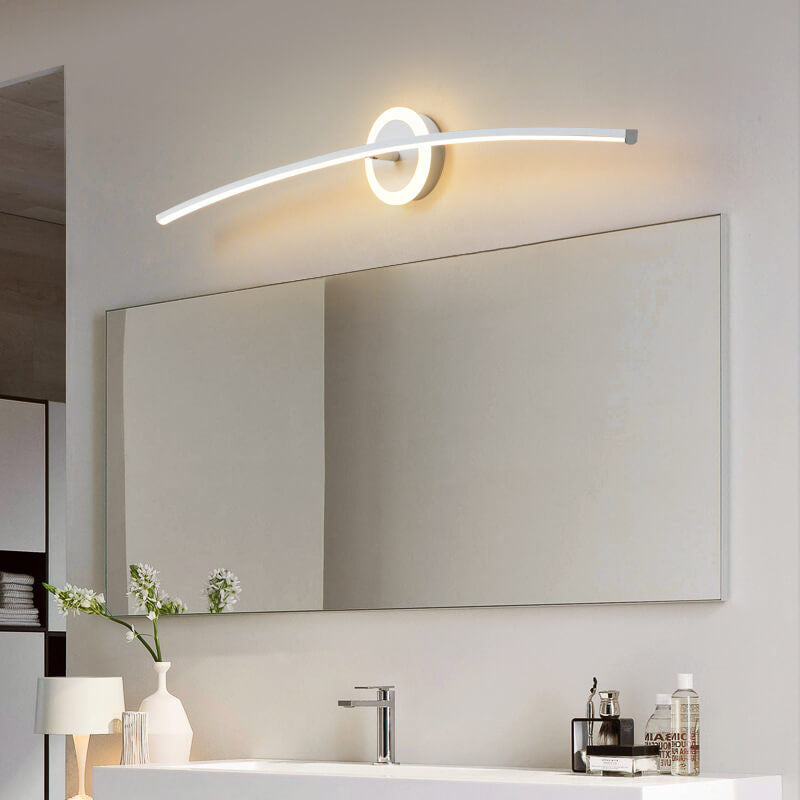 Modern Minimalist Curved Line LED Mirror Front Light Wall Sconce Lamp