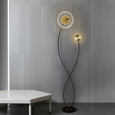 Lampadaire sur pied d'art LED créatif moderne avec horloge 