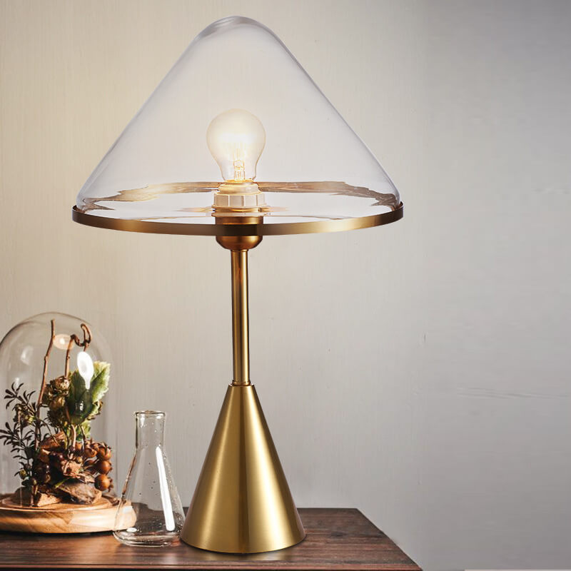 Lampe de table à 1 lumière avec abat-jour triangulaire en verre créatif nordique 