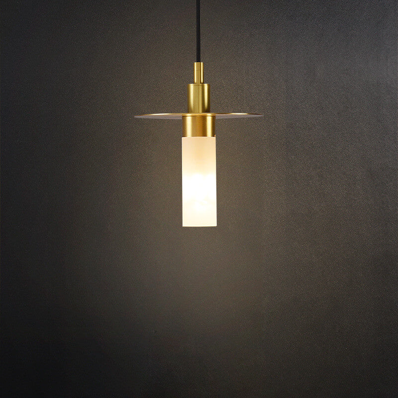 Modern Copper Glass Cylinder 1-Light Pendant Light