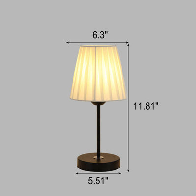 Modern Black White Pleated Metal Fabric 1-Light Table Lamp