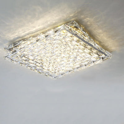 Modern Luxury Crystal Square LED Flush Mount Ceiling Light